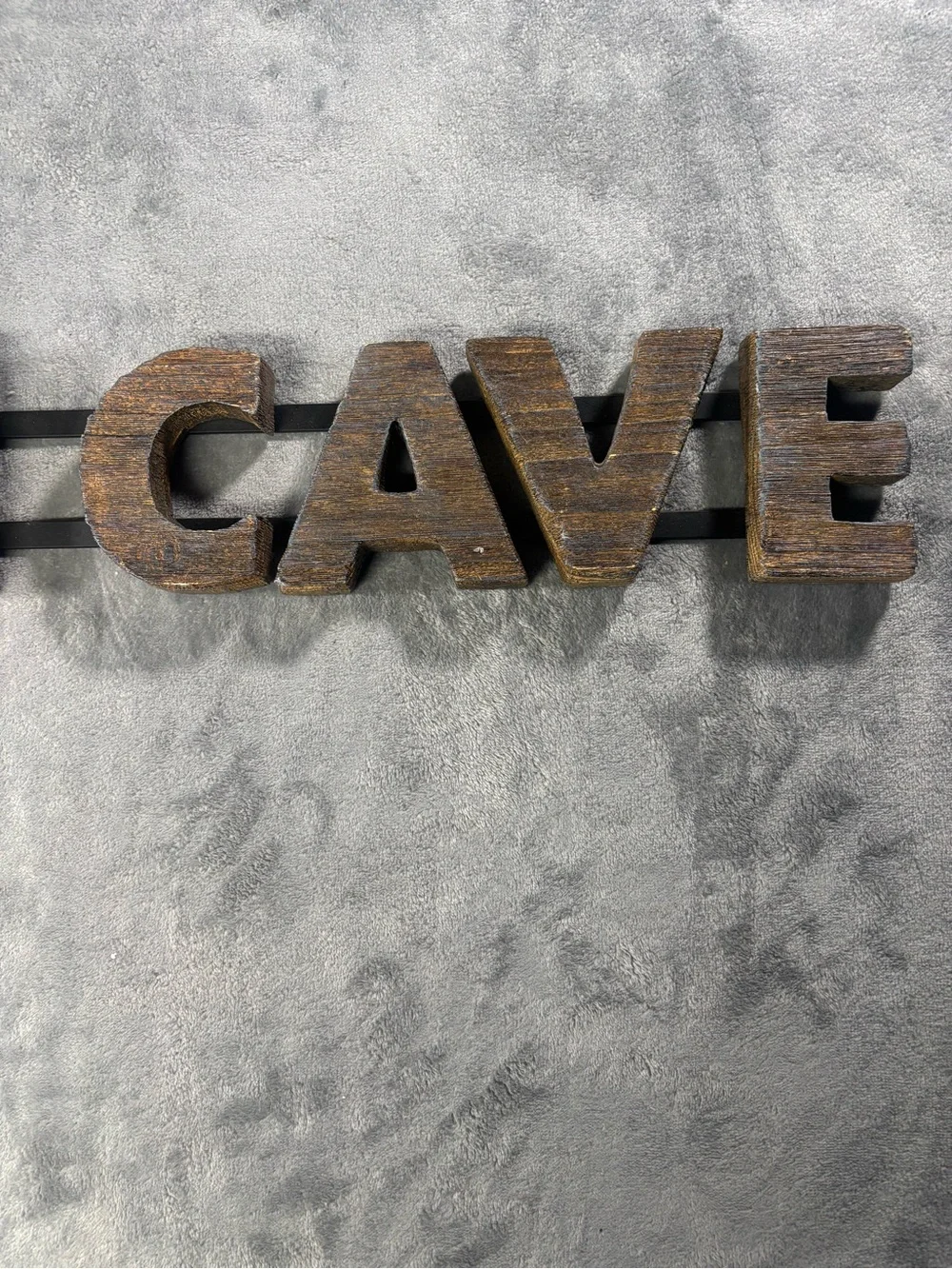 MAN CAVE Wooden Wall Sign - Brown Rustic Accent